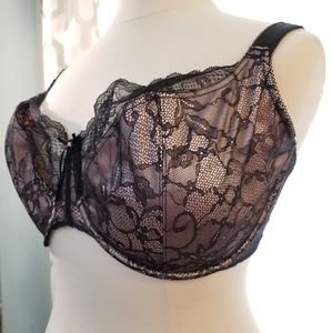 Panache 4471 Sienna Balcony Bra Black & Pink NWOT